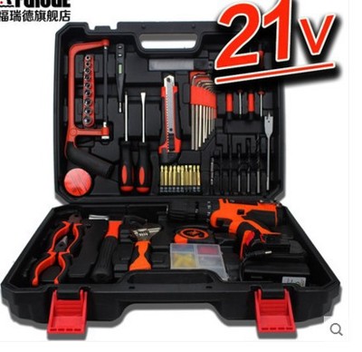 21V锂电池电钻 手动五金工具套装 木工电动工具箱 家用套装组合